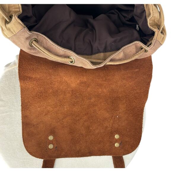 Vintage Waxed Canvas Leather Back Pack Utility Streetwear Commuter Gorpcore - Picture 4 of 16